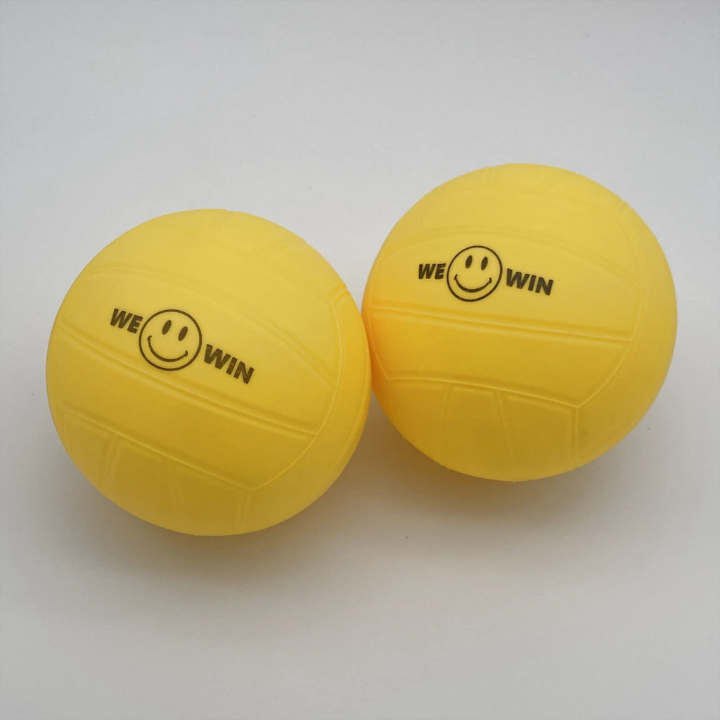 Aolowewin 3-Pack 3.5 Inch Yellow PVC Roundnet Replacement Balls – Deflated Strong Bounce Balls for Spikeball, Beach Volleyball, and Pet Play