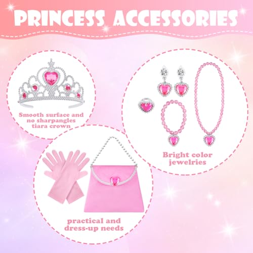 AOMIG 11-Piece Princess Cape Set with Crown, Wand, Jewelry & Bag for Girls 3-8