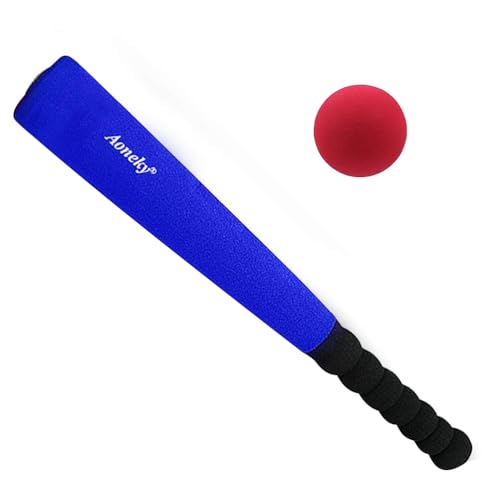 Aoneky Foam Baseball Bat and Ball Set for Toddlers Ages 1-4 - Safe Indoor Outdoor T-Ball Toy with 16.5 Inch Bat and Tee