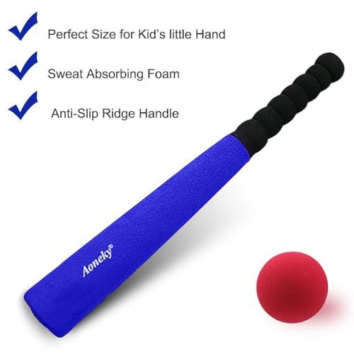 Aoneky Mini Foam Baseball Bat and Ball for Toddlers, 16.5 inches