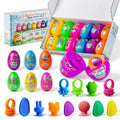 AONTESS Prefilled Easter Eggs with Quiet Sensory Fidgets – 12 Pack of Worry Stones, Suction Toys & Spinner Rings for Calming, Autism & ADHD
