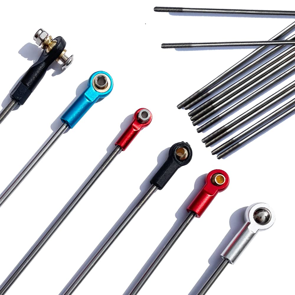 AONTOKY M3 11.8-Inch 304 Stainless Steel Pushrod Connector for RC Models (12-Pack)