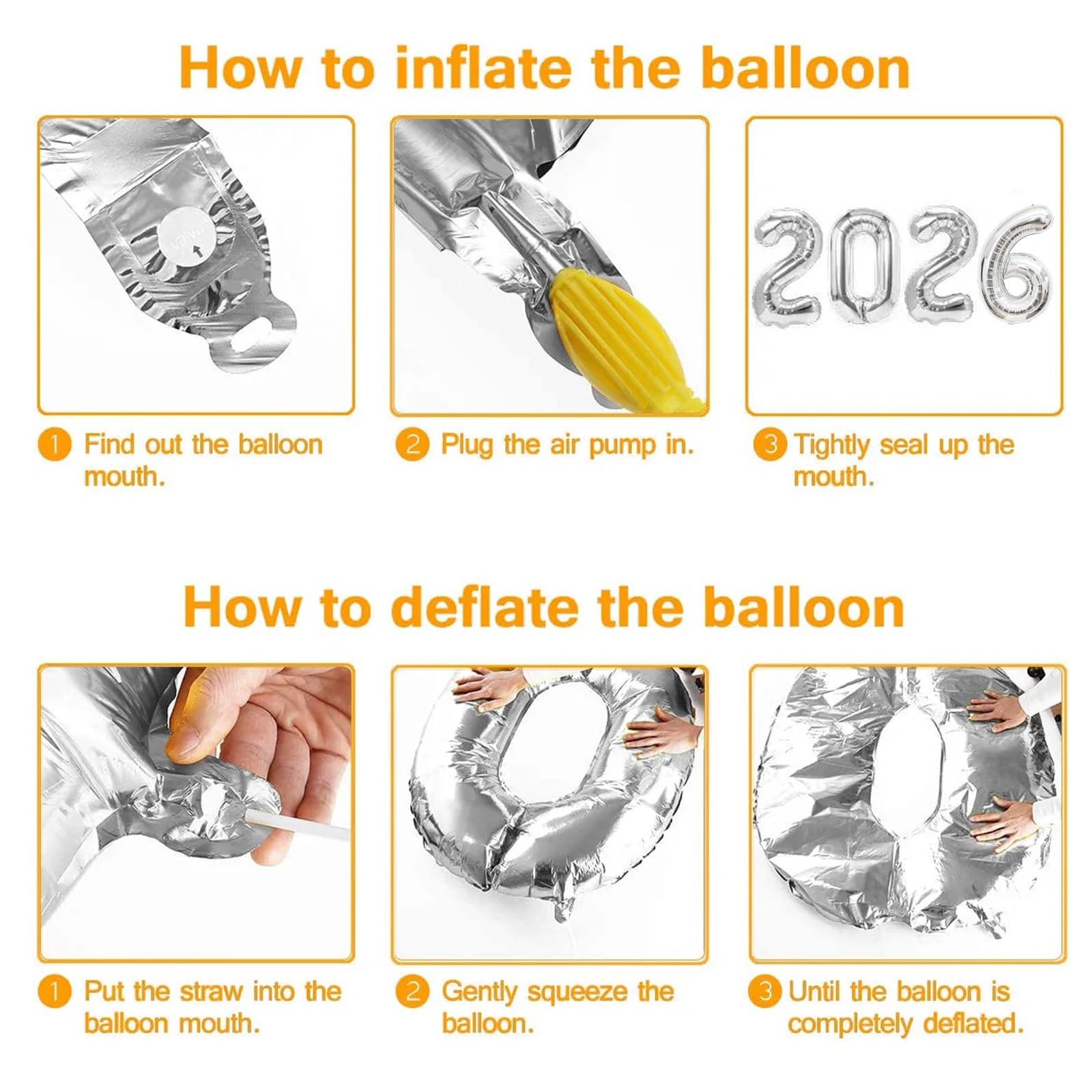 AOOTOOSPORT 2026 Graduation Balloons Kit - 40 Inch Silver Number Balloons with Blue & White Latex, Star Foil, and Confetti Balloons - 28 Piece Party Set