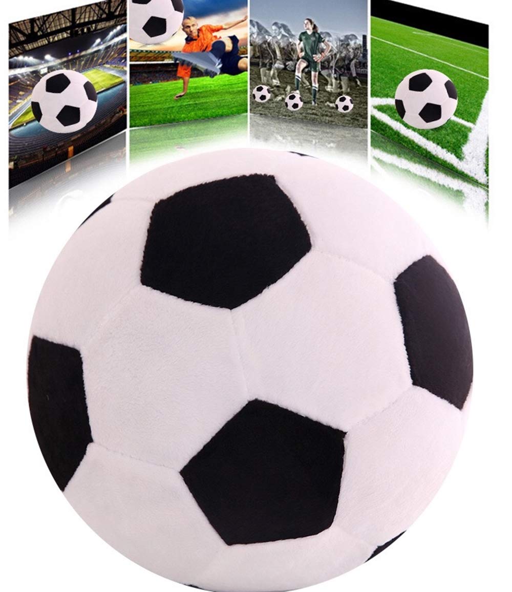 AOQI Black & White Plush Soccer Ball Pillow - Soft Stuffed Toy for Kids, 7.8 Inch