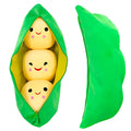 AOQI Giant Peas in a Pod Plush Toy - Soft Pea Pod Pillow with 3 Detachable Peas, Various Sizes