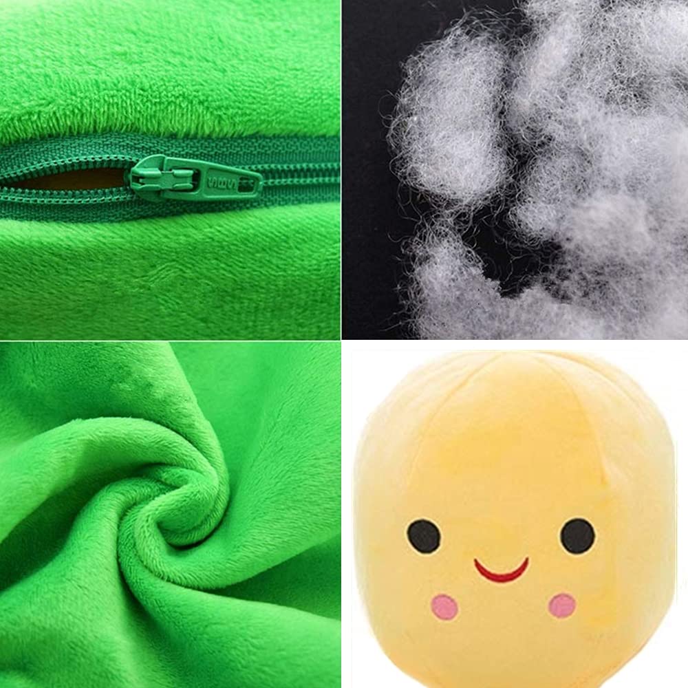 AOQI Giant Peas in a Pod Plush Toy - Soft Pea Pod Pillow with 3 Detachable Peas, Various Sizes