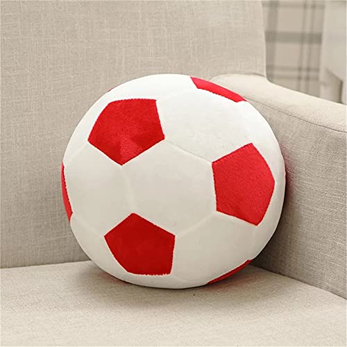AOQI Plush Soccer Ball 20cm - Soft Stuffed Toy Football Pillow for Kids, Red & White