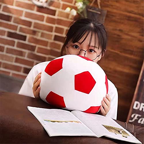 AOQI Plush Soccer Ball 20cm - Soft Stuffed Toy Football Pillow for Kids, Red & White