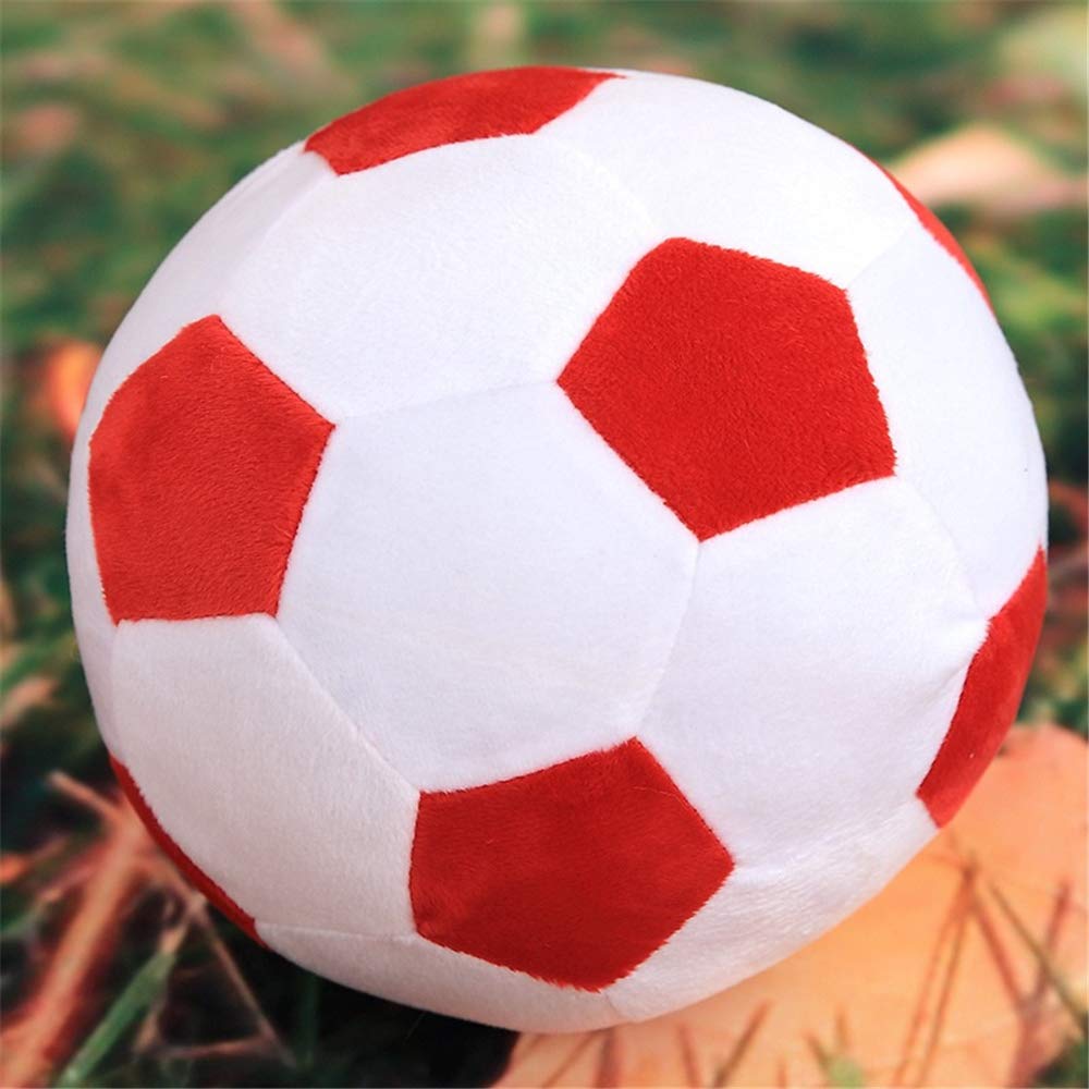 AOQI Plush Soccer Ball 20cm - Soft Stuffed Toy Football Pillow for Kids, Red & White
