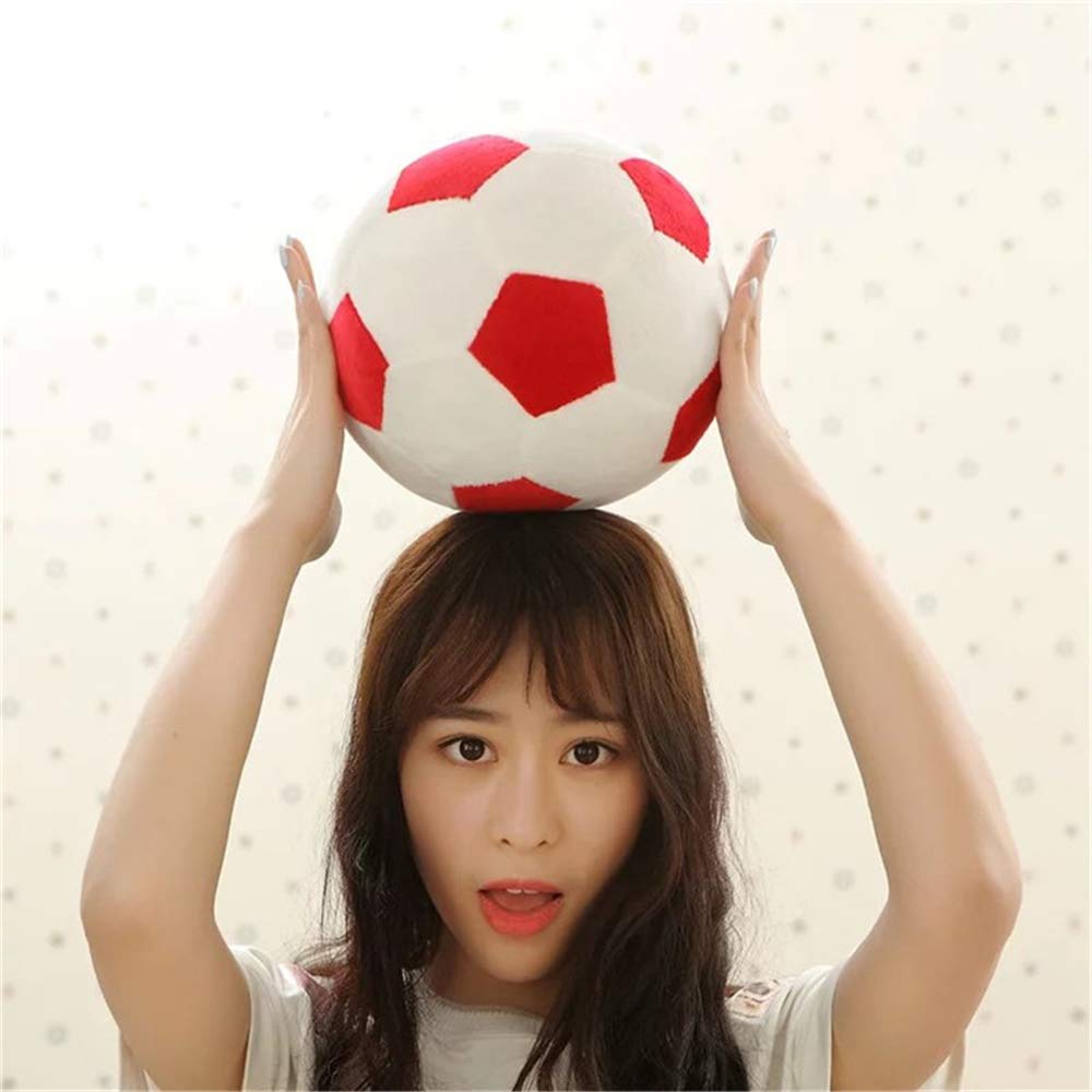 AOQI Plush Soccer Ball 20cm - Soft Stuffed Toy Football Pillow for Kids, Red & White