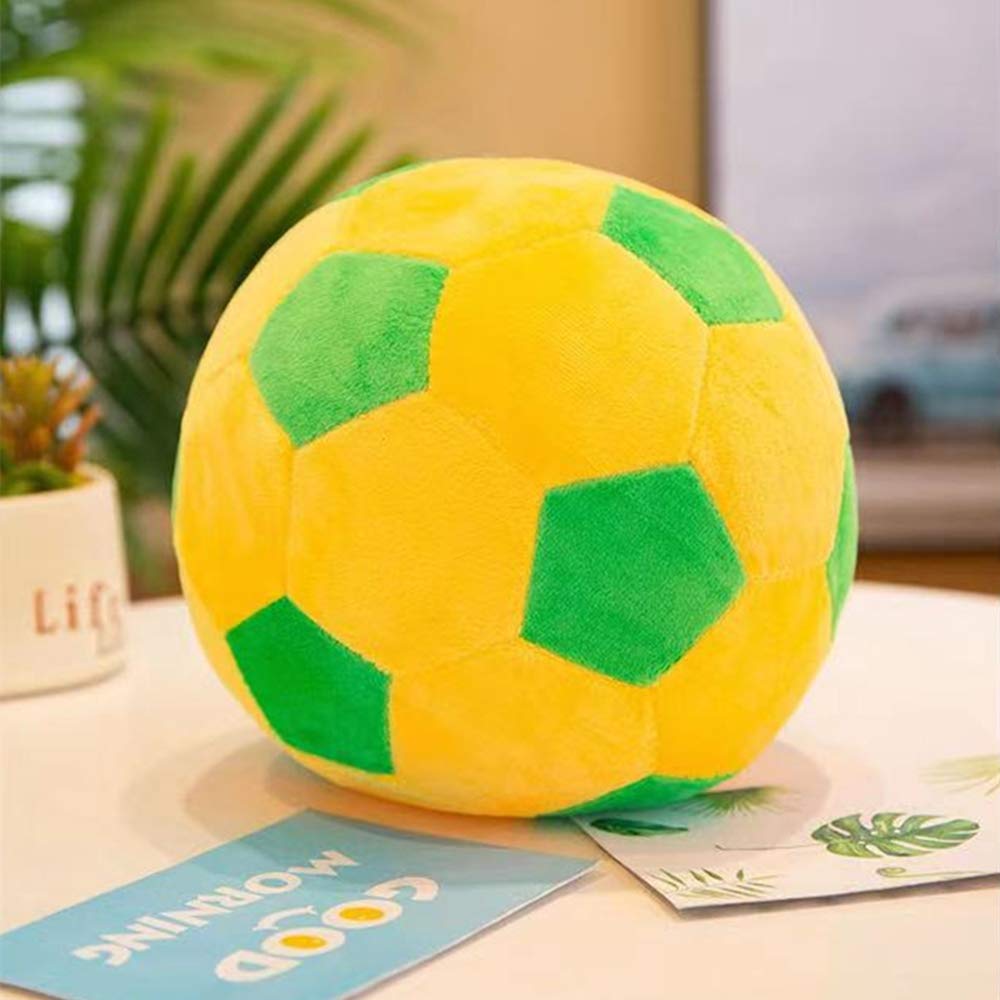 AOQI Plush Soccer Ball – 7.8 inch Soft Stuffed Toy for Kids (Green-Yellow)