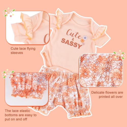 Aori 20 Inch Reborn Doll Clothes Set – Pink Onesie, Floral Pants & Bow Headband for 17-20" Realistic Baby Dolls
