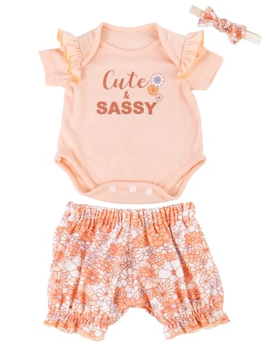 Aori 20 Inch Reborn Doll Clothes Set – Pink Onesie, Floral Pants & Bow Headband for 17-20" Realistic Baby Dolls