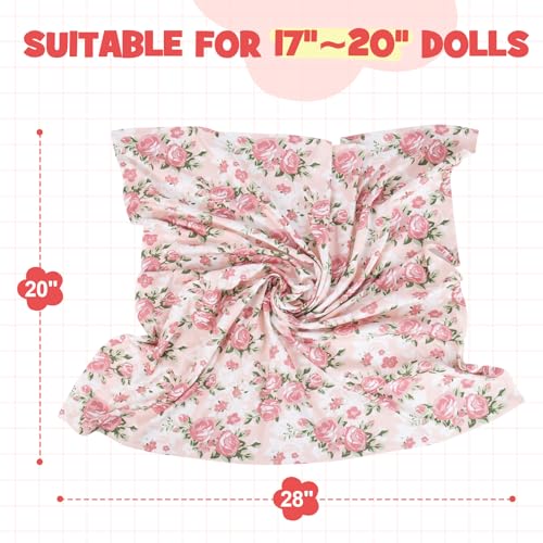 Aori 3-Piece Reborn Doll Swaddle Set – Floral Blanket, Headband & Hat for 17-20 Inch Dolls