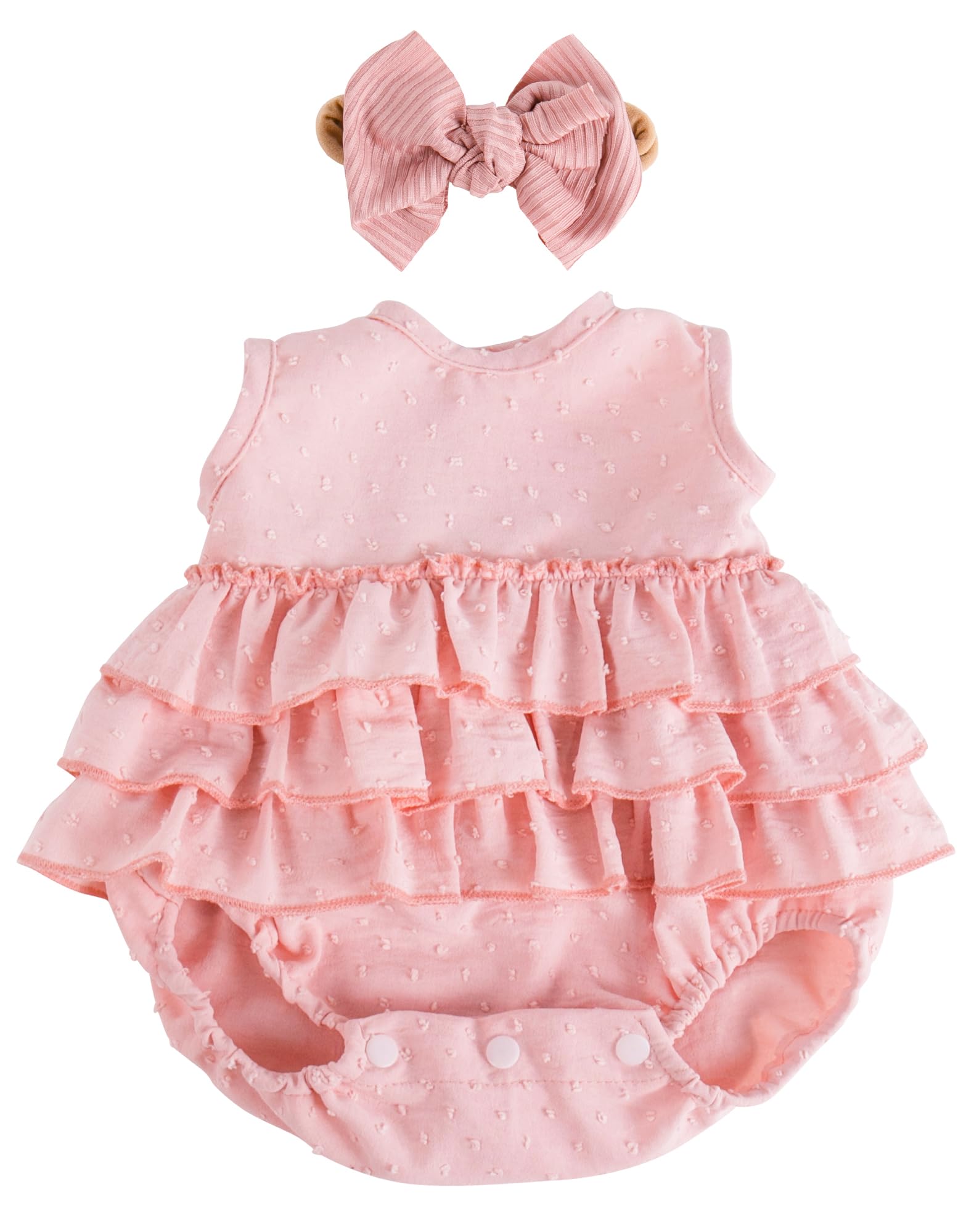 Aori Doll Clothes Set – Pink Dress, Bow Headband & Socks for 17–20 Inch Reborn Baby Dolls