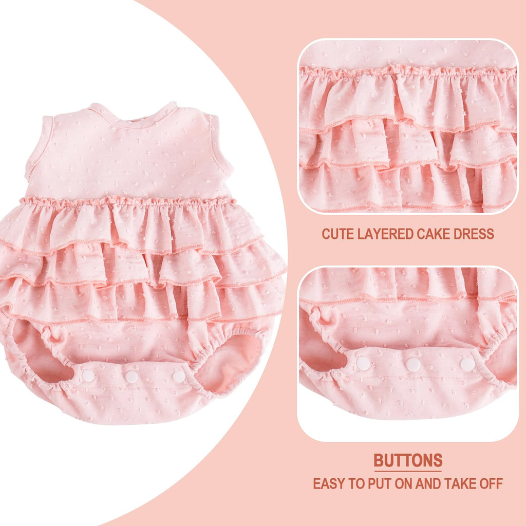 Aori Doll Clothes Set – Pink Dress, Bow Headband & Socks for 17–20 Inch Reborn Baby Dolls