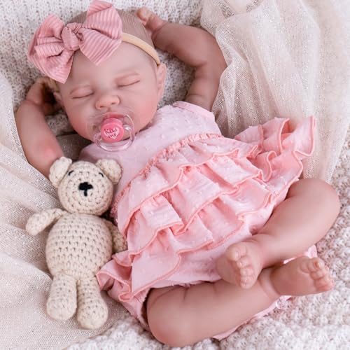 Aori Doll Clothes Set – Pink Dress, Bow Headband & Socks for 17–20 Inch Reborn Baby Dolls