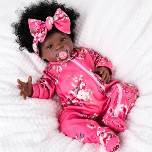 Aori Pink Floral Jumpsuit and Headband Set for 17-20 Inch Reborn Baby Dolls