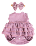 Aori Purple Doll Dress and Bow Headband Set for 17-20 Inch Reborn Baby Dolls