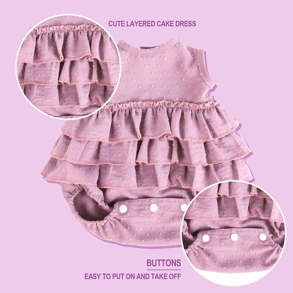 Aori Purple Doll Dress and Bow Headband Set for 17-20 Inch Reborn Baby Dolls