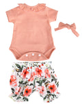 Aori Reborn Baby Doll Outfit: Pink Shirt, Floral Pants & Headband Set for 17-20 Inch Dolls