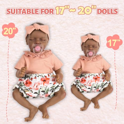 Aori Reborn Baby Doll Outfit: Pink Shirt, Floral Pants & Headband Set for 17-20 Inch Dolls
