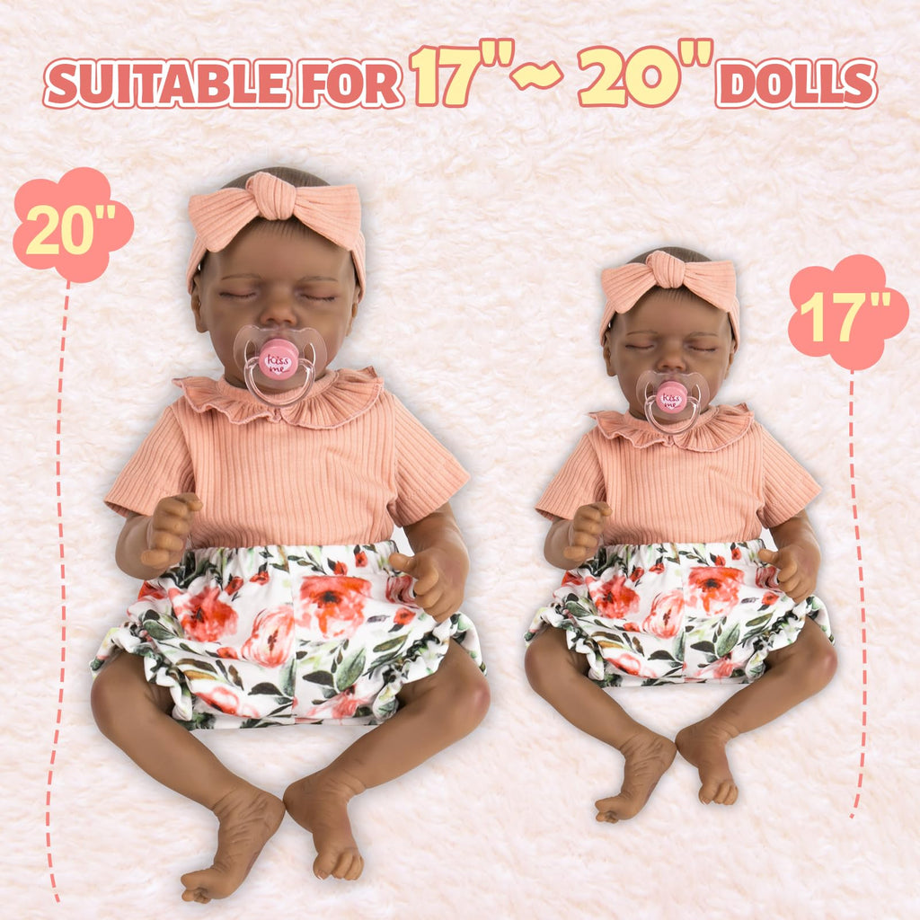 Aori Reborn Baby Doll Outfit: Pink Shirt, Floral Pants & Headband Set for 17-20 Inch Dolls