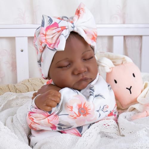 Aori Reborn Doll Swaddle Set: Floral Blanket, Bow Hat & Headband for 17-20" Dolls