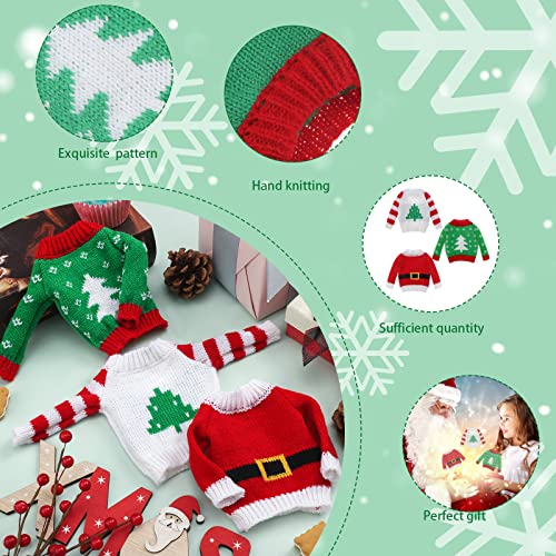 Aoriher 3-Piece Christmas Doll Sweater Set - Handmade Knitted Outfits for 11-12 Inch Dolls (Elk, Santa, Tree, Snowflake)