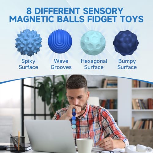 AotBlcer Magnetic Sensory Balls 8-Pack: Silicone Fidget Toys for Stress Relief and Focus for Adults & Teens