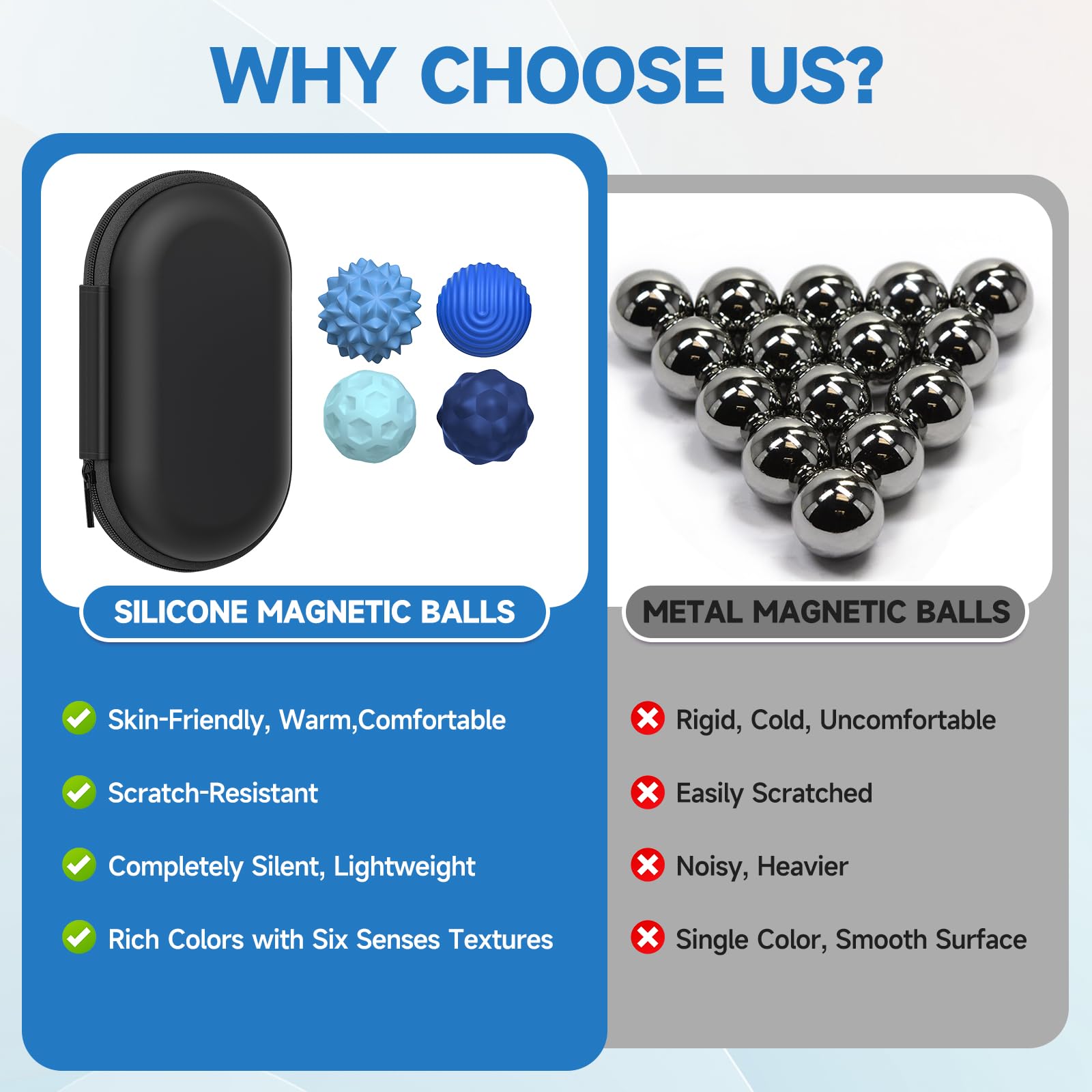 AotBlcer Magnetic Sensory Balls 8-Pack: Silicone Fidget Toys for Stress Relief and Focus for Adults & Teens