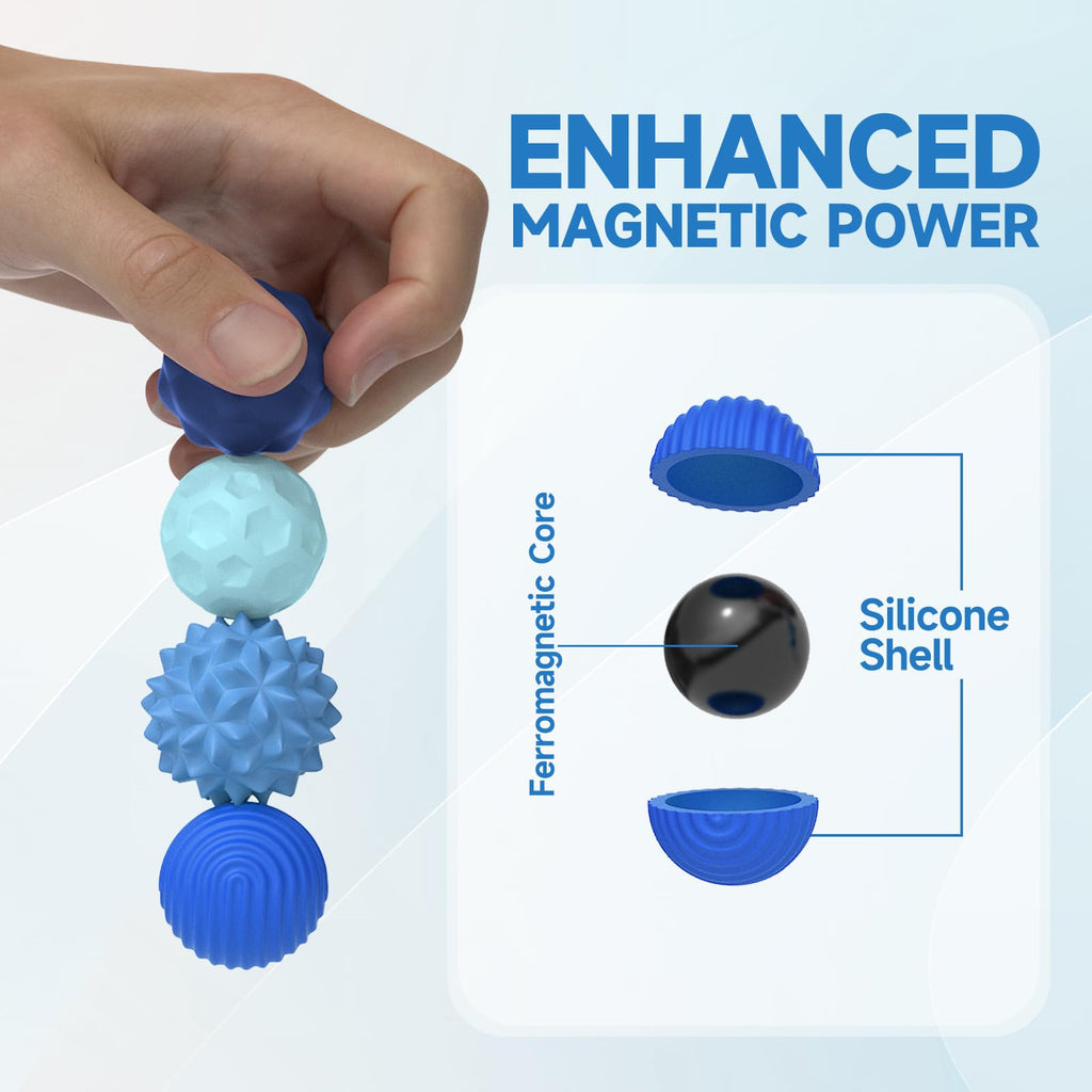AotBlcer Magnetic Sensory Balls 8-Pack: Silicone Fidget Toys for Stress Relief and Focus for Adults & Teens