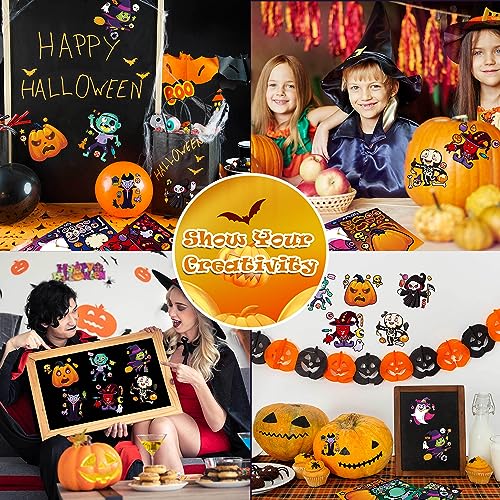Aowplc 64 Sheets Halloween Stickers for Kids - 16 Designs, Waterproof, DIY Craft Party Favors