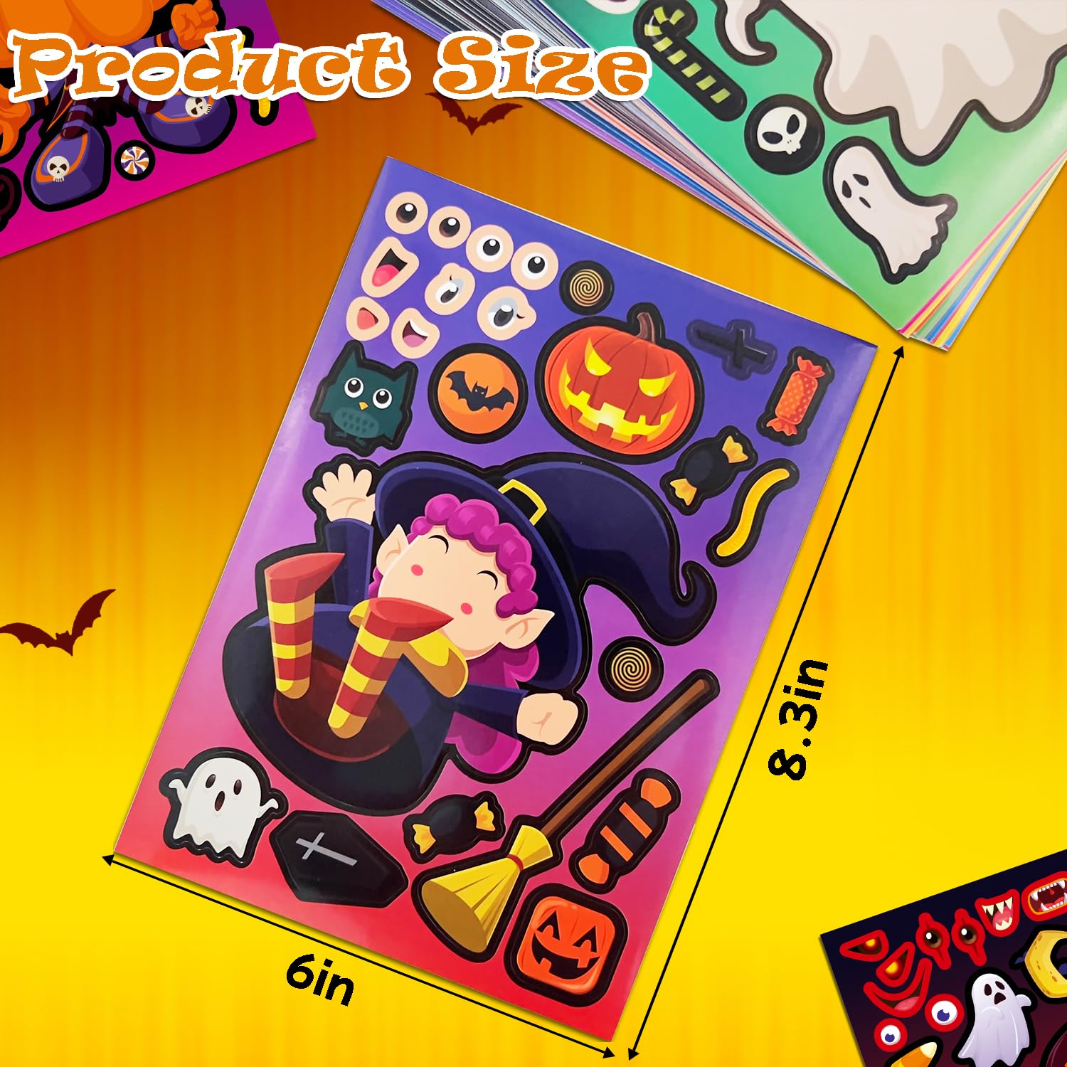 Aowplc 64 Sheets Halloween Stickers for Kids - 16 Designs, Waterproof, DIY Craft Party Favors