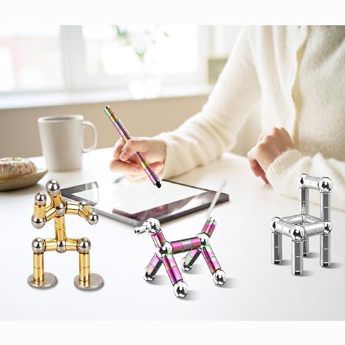 AOYALABOR Magnetic Fidget Pen – Buildable Toy Pen with 30 Steel Balls, 14 Rings & 5 Ink Refills for Stress Relief and Creativity