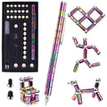 AOYALABOR Magnetic Fidget Pen with 14 Rings, 30 Steel Balls, 5 Gel Ink Refills – Stress Relief Toy for Teens and Adults