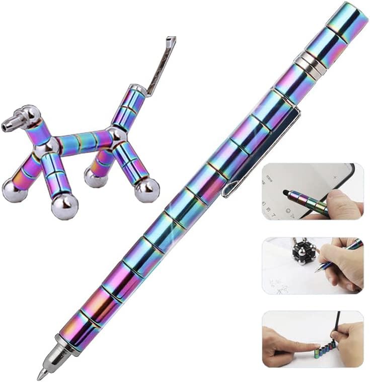 AOYALABOR Magnetic Fidget Pen with 14 Rings, 30 Steel Balls, 5 Gel Ink Refills – Stress Relief Toy for Teens and Adults