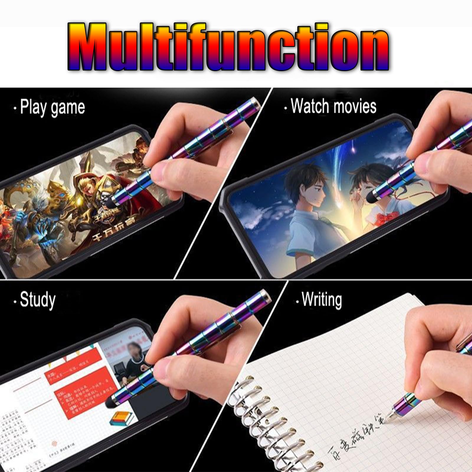 AOYALABOR Magnetic Fidget Pen with 14 Rings, 30 Steel Balls, 5 Gel Ink Refills – Stress Relief Toy for Teens and Adults