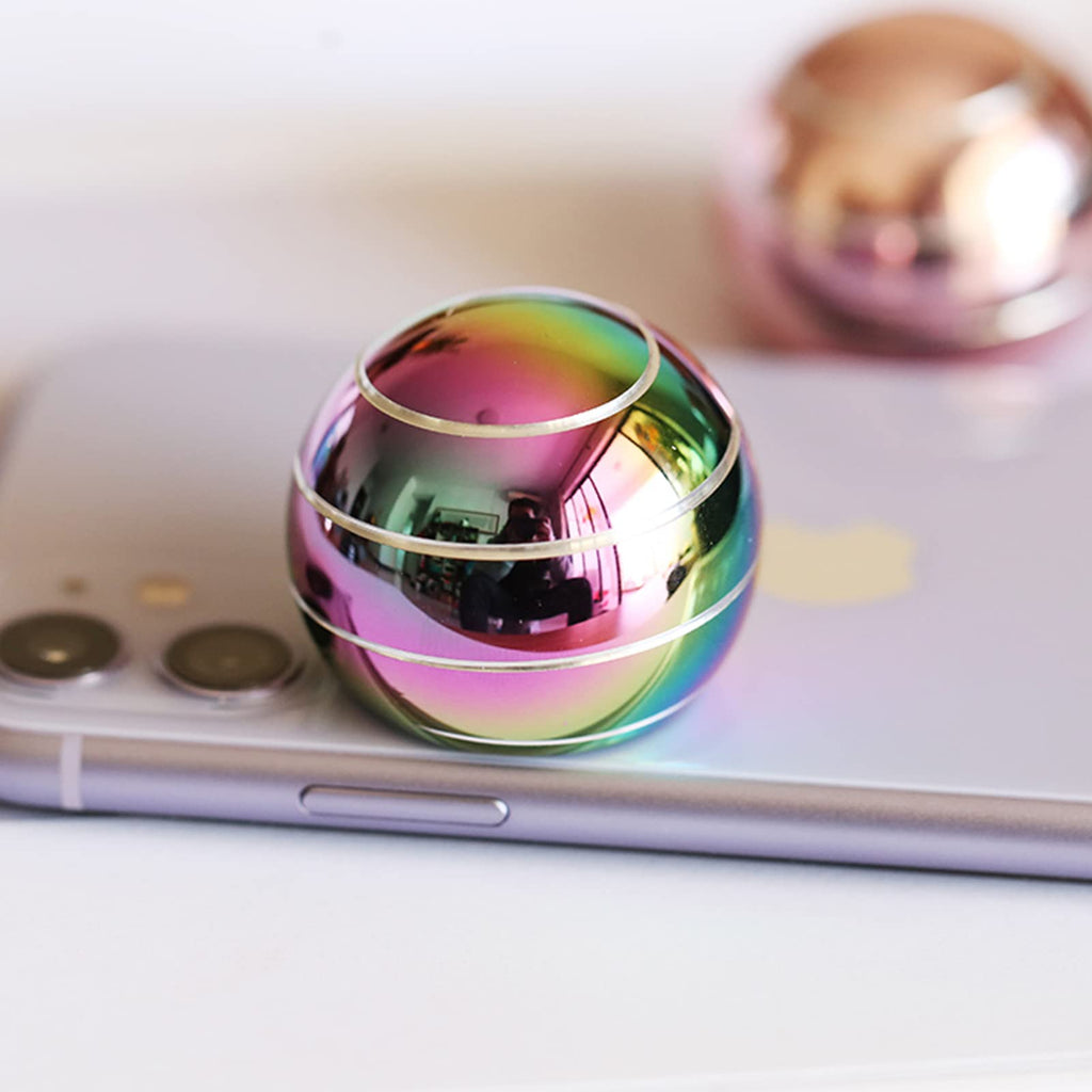 Apqdw Kinetic Desk Toy 1.77'' Rainbow-A - Fidget Spinning Ball for Office Stress Relief, ADHD Focus, Optical Illusion, Portable Pocket Size (45mm)