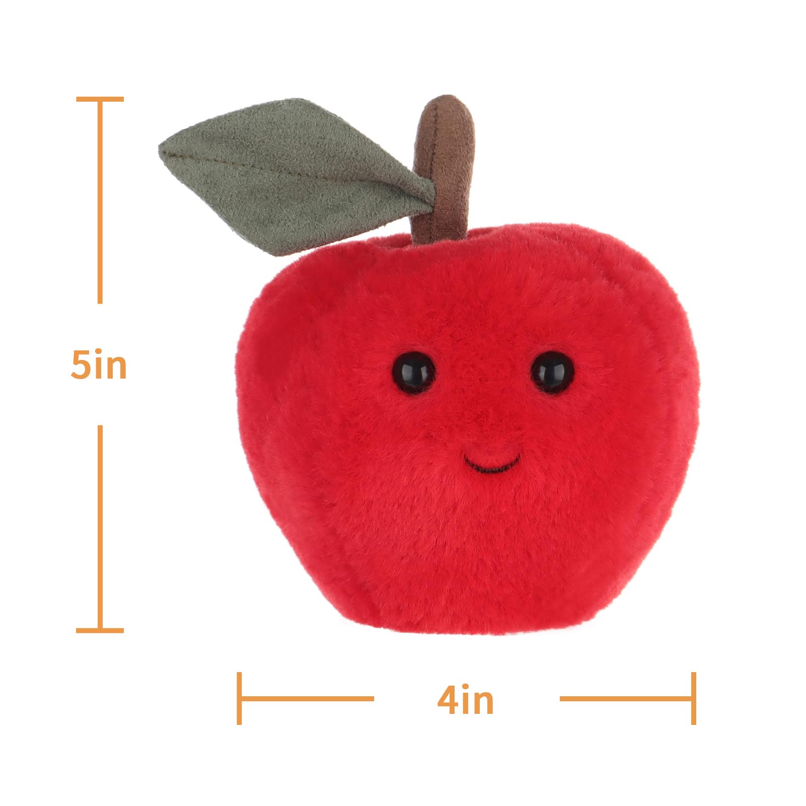 Apricot Lamb 5-Inch Stuffed Apple Plush Toy – Soft Polyester Fruit Plushie for Kids