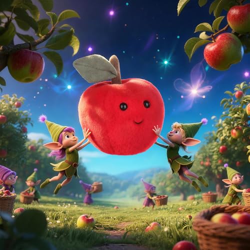 Apricot Lamb 5-Inch Stuffed Apple Plush Toy – Soft Polyester Fruit Plushie for Kids