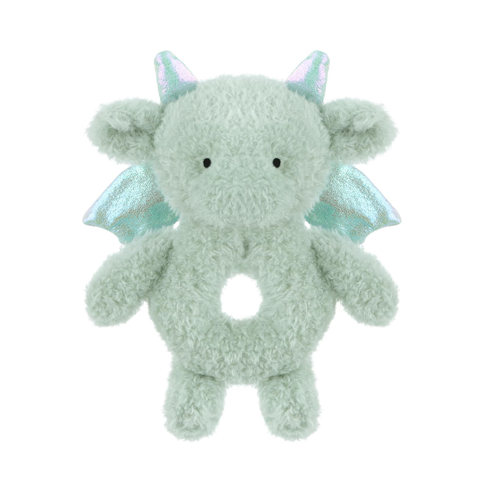 Apricot Lamb Dragon Soft Rattle Toy - 6 Inch Plush Stuffed Animal for Newborns with Easy-Grip Handle