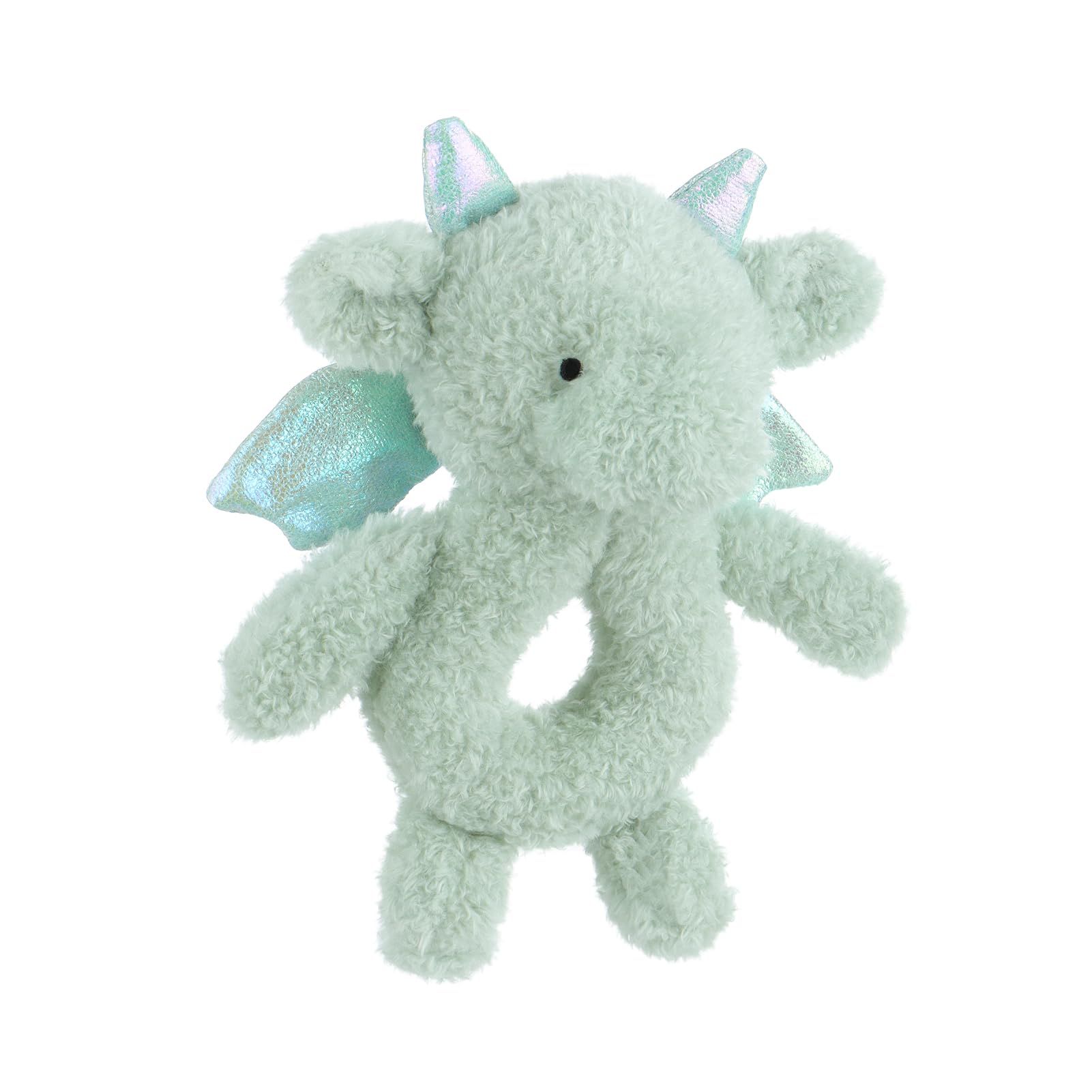 Apricot Lamb Dragon Soft Rattle Toy - 6 Inch Plush Stuffed Animal for Newborns with Easy-Grip Handle
