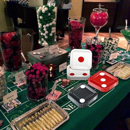 APUXXJUPA 60-Count Casino Dice Paper Plates – 9-Inch Square Party Dinnerware for Themed Events