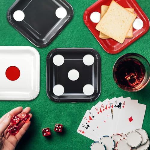 APUXXJUPA 60-Count Casino Dice Paper Plates – 9-Inch Square Party Dinnerware for Themed Events