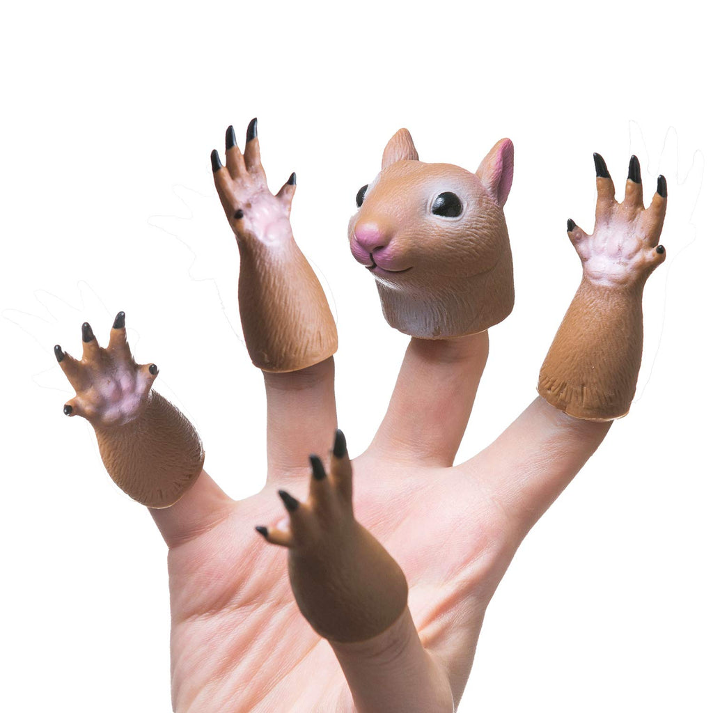 AQKILO Squirrel and Cat Finger Puppet Set – 2-Piece Mini PVC Puppets for Storytelling, Gifts, and Pretend Play