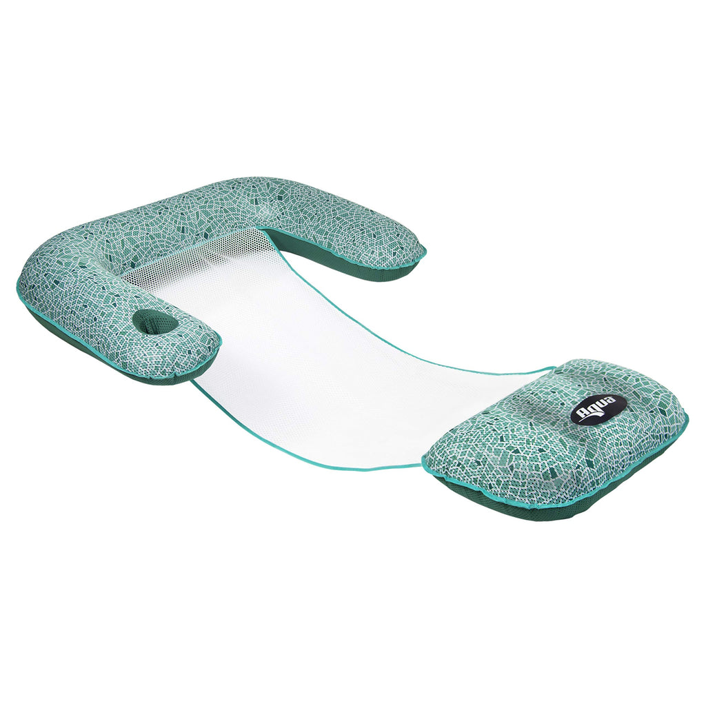 Aqua LEISURE 3-in-1 Pool Float Lounge: Convertible Drifter, Chair & Lounger - Green Mosaic