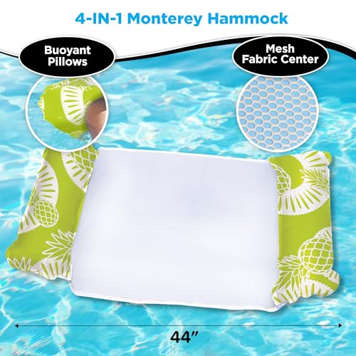 Aqua LEISURE 4-in-1 Pool Hammock 2-Pack - Navy & Green Inflatable Pool Float