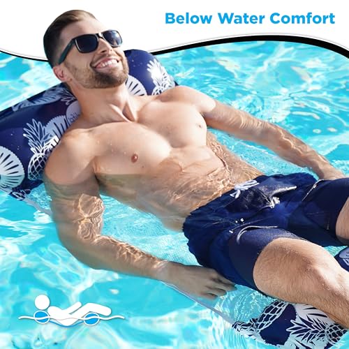 Aqua LEISURE 4-in-1 Pool Hammock 2-Pack - Navy & Green Inflatable Pool Float