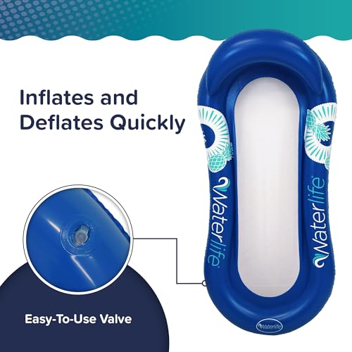 Aqua LEISURE Extra Large Inflatable Pool Float for Adults – Blue with Headrest, Cupholder and Footrest
